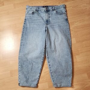 Nautica Stretch Denim Barrel Tapered Cuffed Crop Jeans Women's Size 14